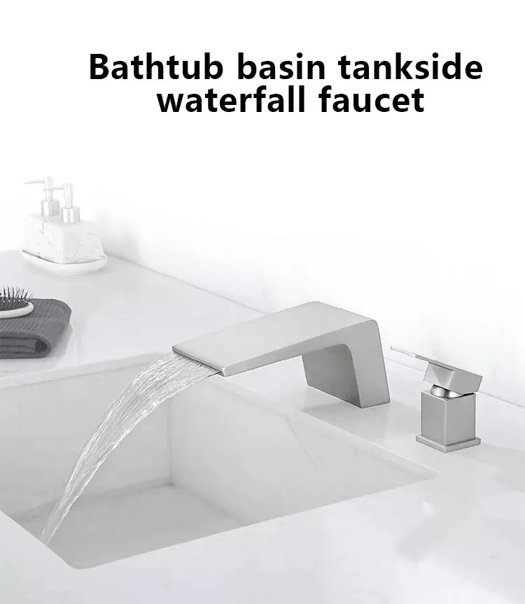 Bathroom waterfall bathtub faucet two-hole cold and hot water Single handle control Sink faucet shower