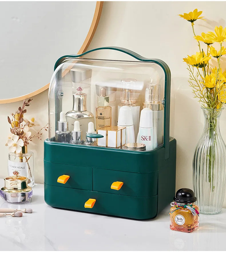 Cosmetic Organizer Countertop Organizer For Dresser With Lid And Drawer Countertop Waterproof And Dustproof Skin Care Organizer
