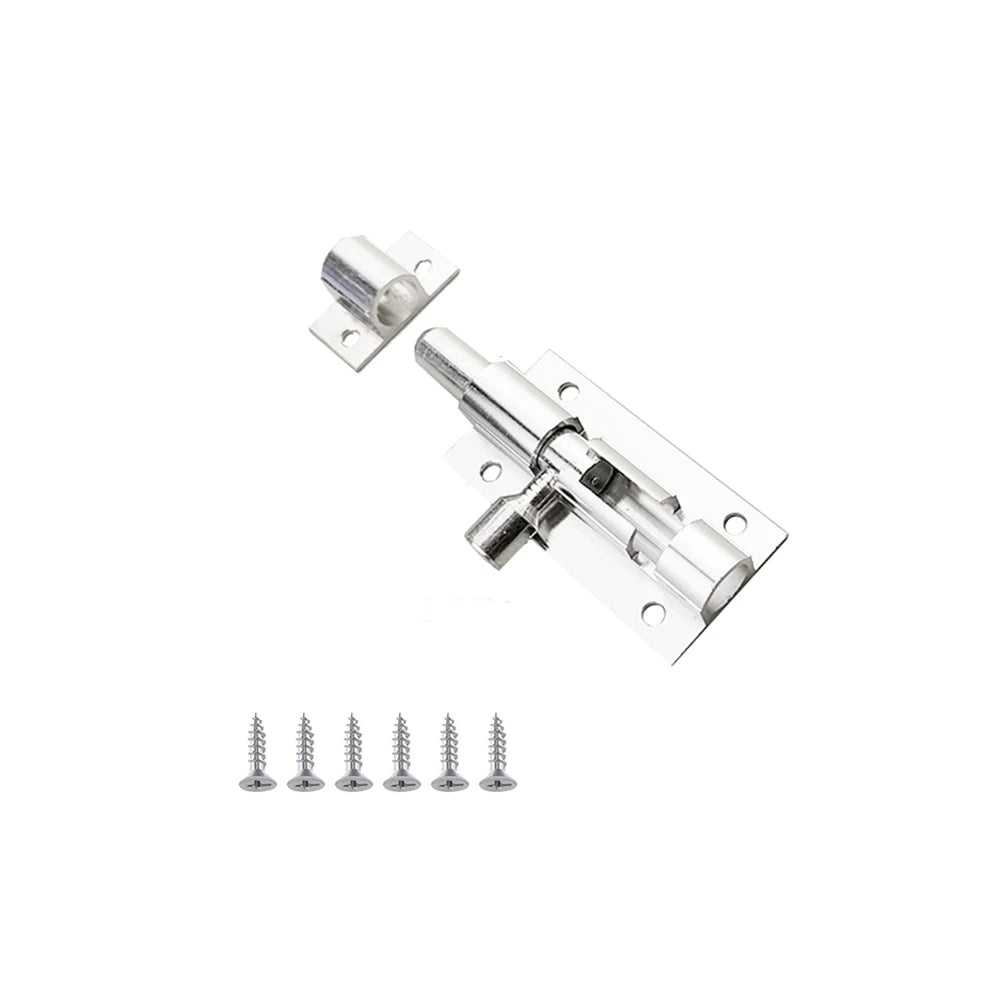 Black Door Lock Barrel Aluminum Alloy Door Lock Latch for Home Hardware Gate Safety Door Bolt Tower Window Catch Lock Silver