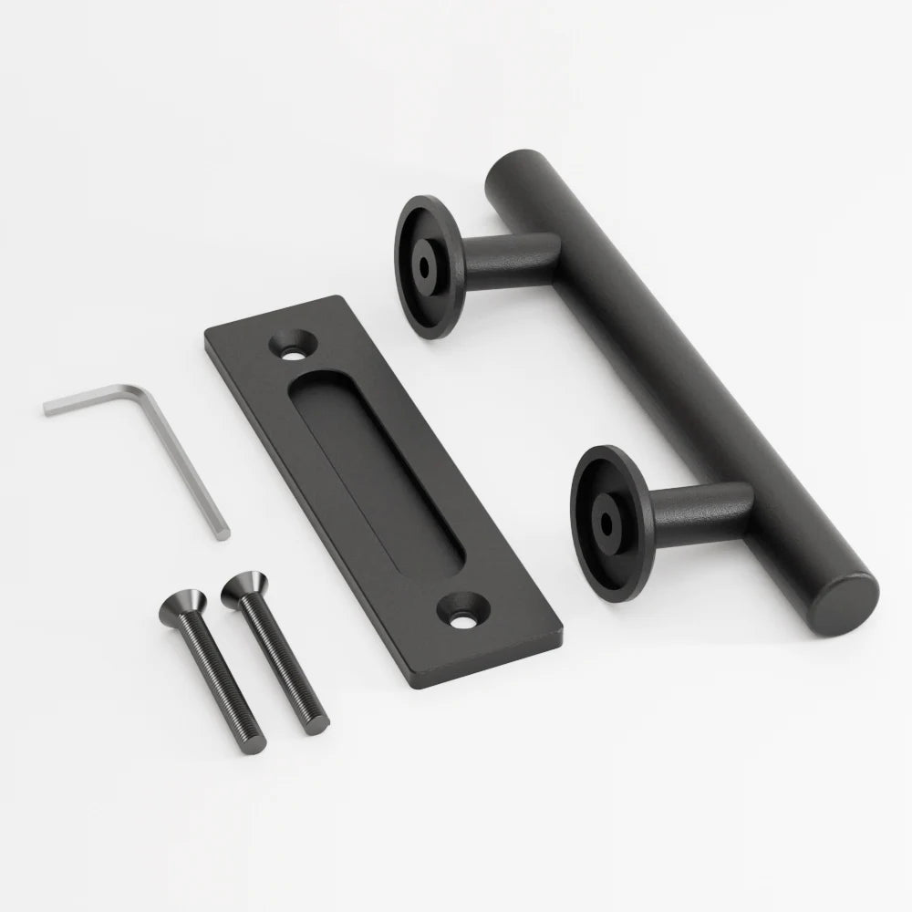 Barn Door Handle Black Circular Double Sided American Wooden Door Indoor Sliding Door Mobile Door Handle All Black Reinforced