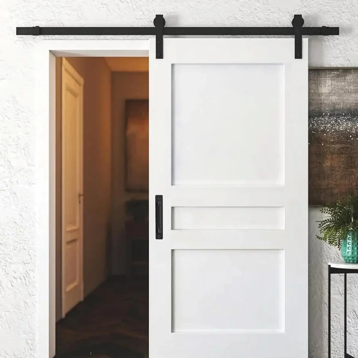Barn Door Handles, Sliding Door Handle, Black Cabinet Handles, Door Pull Handle, Aluminum Alloy Door Pulls with Plate