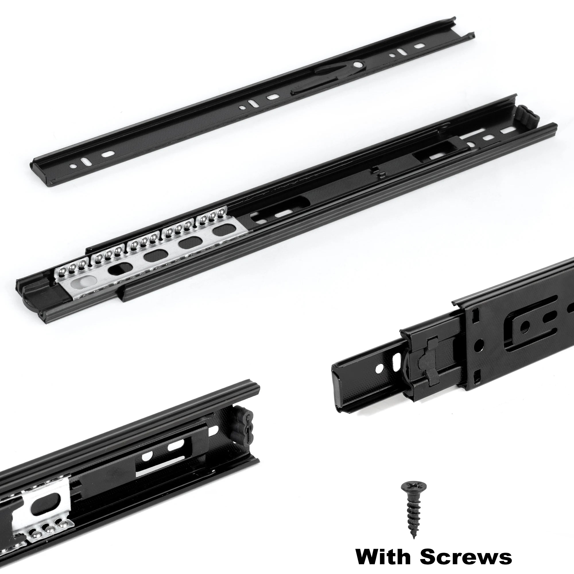 Drawer Rail 10~20Inch Stainless Steel Ball Bearing Slides Drawer Sliding Track 3-Section Full Extension Cabinet Furniture Slides