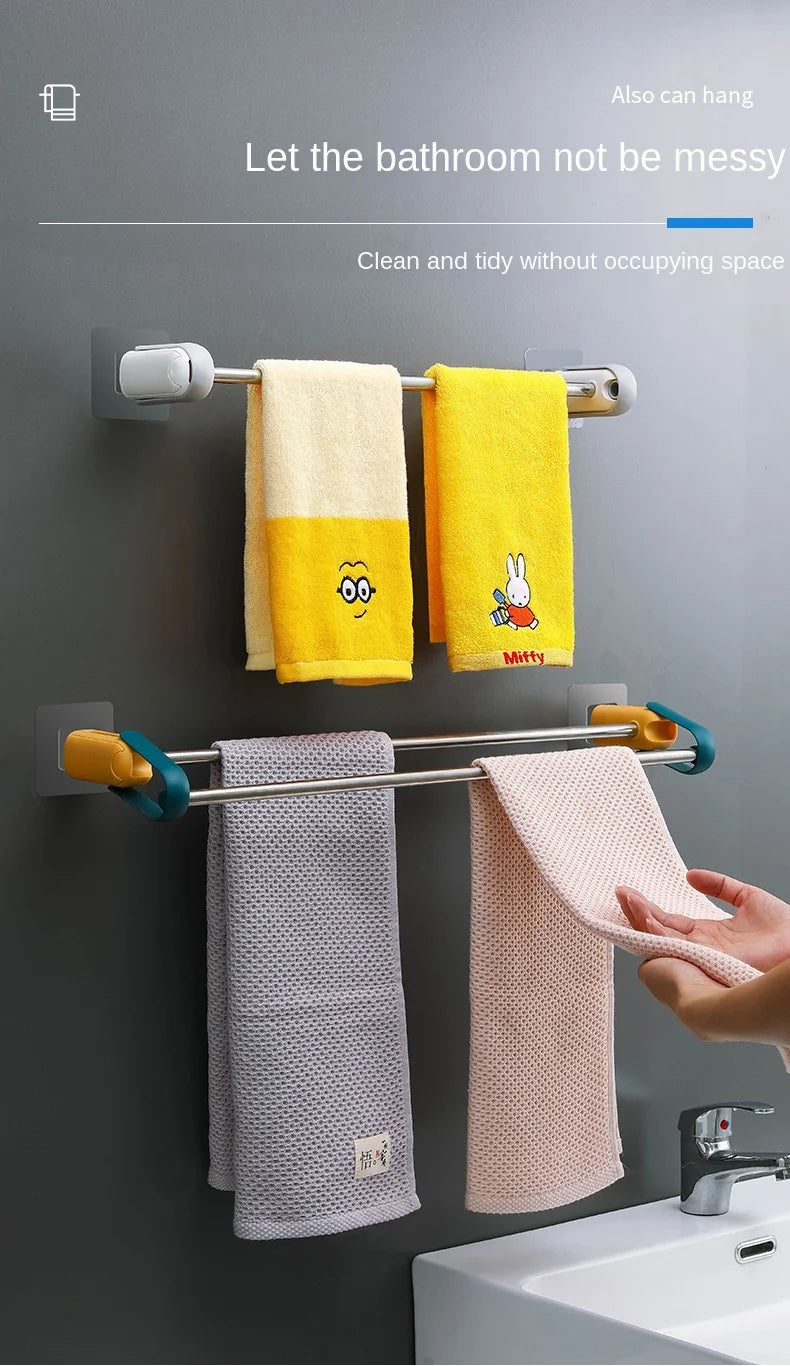 Wall-Mounted Bathroom Hook, Toilet Perforated Towel Storage Rack, Bathroom Towel Storage Rack, Kitchen Wipes Hanging Gadgets