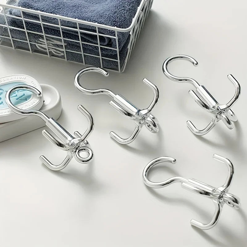 1/2pcs Multifunctional Rotating Clothes Hook Punch Free 4 Claws Rotation Coat Hanger Belt Organizer Scarf Storage Rack Wardrobe