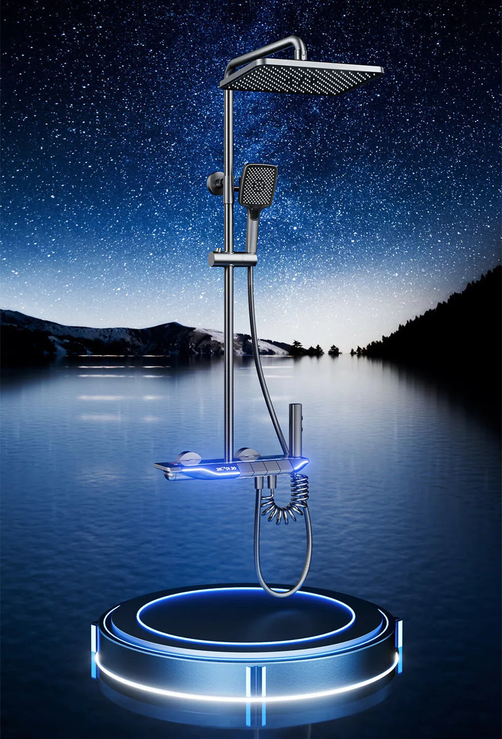Piano Digital Bathroom Shower Set Senducs Hot Cold Bathroom Mixer Faucets System Brass Gun Grey Digital Piano Shower System