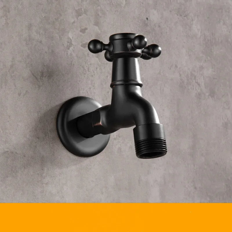 Bathroom Corner Washing Machine Faucet Black Bronze Single Cold Tap Outdoor Garden Wall Mounted Bibcock Tap Mop Pool Taps