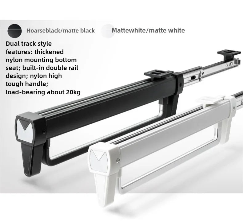 Closet shallow closet Slide rail retractable hangers Cabinet hanging rod vertical pull-out top mounted trouser rack free of hole