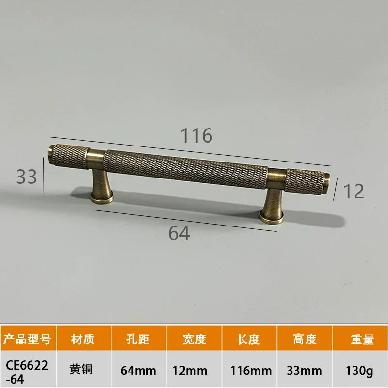 Modern Knurl Solid Brass Cabinet Knobs and Handles Golden Luxury Handles for Furniture Drawer Wardrobes Shoe Cabinets Pulls