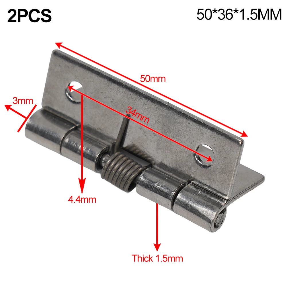 2pcs 1/1.5/2/3Inch Silver Spring Door Hinge Stainless Steel Self Closing Design Windows Cabinets Boxes Household Hardware
