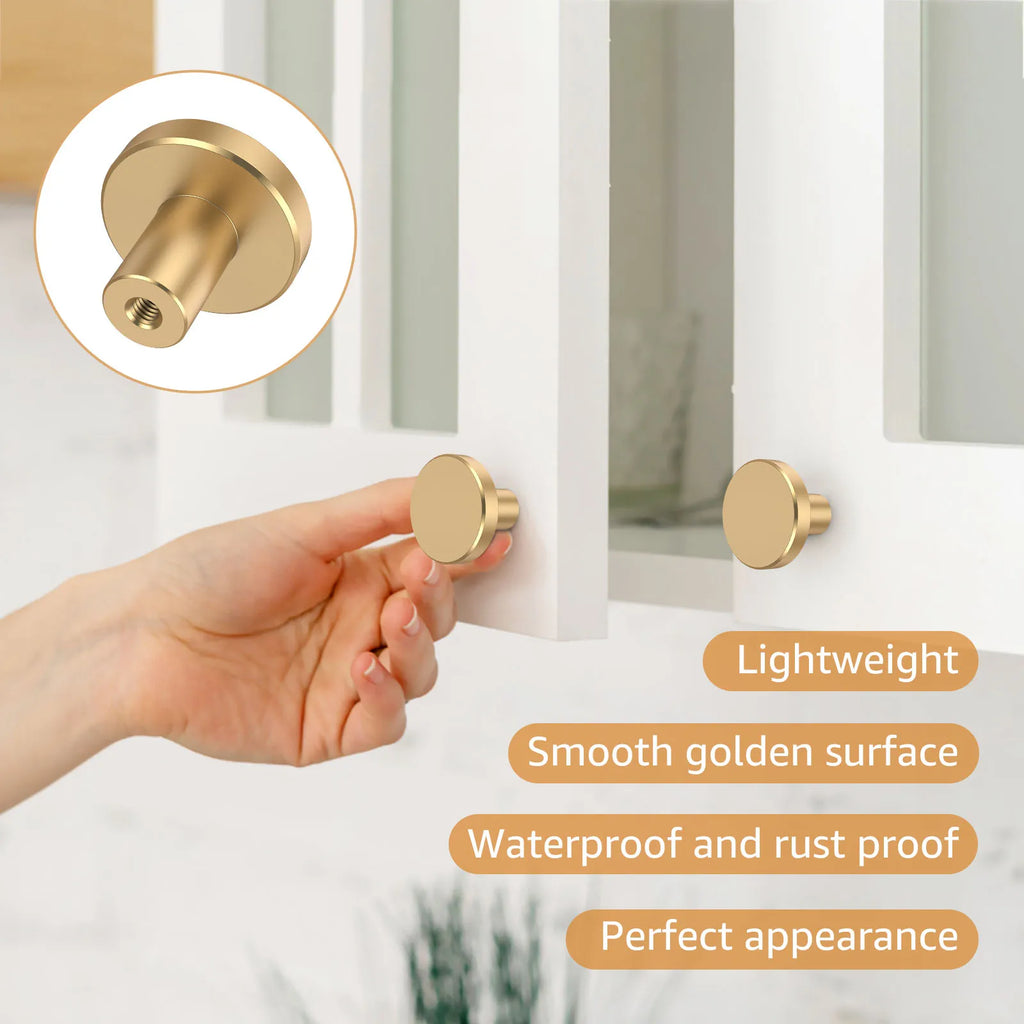 12Pcs Drawer Knob Set Gold Cabinet Knobs Aluminum Alloy Furniture Knob Handle for Cabinets Drawer Dresser Door 25x20x10mm