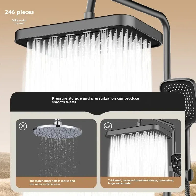 Large showerhead, pressurized showerhead, top spray, pressurized bathroom, rain shower, household shower, showerhead, shower