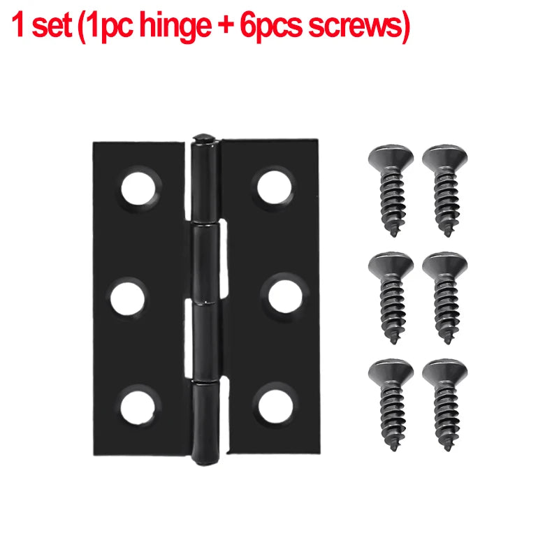Black Door Hinges Stainless Steel Butt Hinges with Screws Cabinet Drawer Furniture Hinges Mounting Plate Flat Fixing Brackets