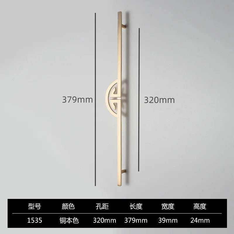 New Chinese Wardrobe Door Handle Golden Cabinet Door Pulls Drawer Shoe Wine Cabinet Handles Long Opposite Furniture Hardware