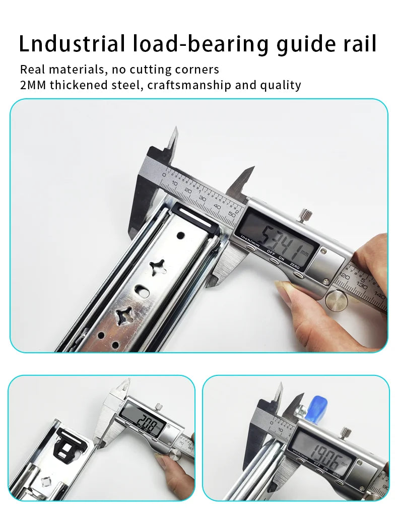 1 Pair Heavy Duty Locking Drawer Slides 10-60 Inch 250 Lb Load Capacity Side Mount Full Extension Ball Bearing Industrial Rail