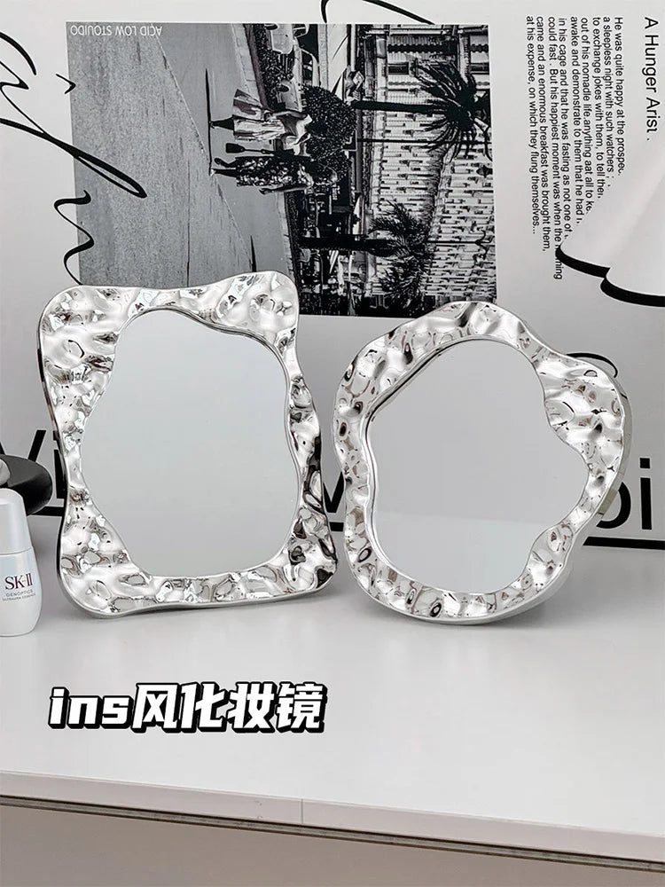 Bathroom Handled Mirror Vanity Women Design Portable Mirror Small Dorm Espejo Maquillaje Luz Home Decoration Accessories