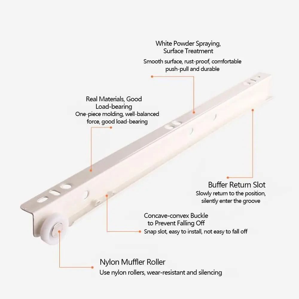 1Pair Chute Cabinets Keyboard Roller Pulley Furniture Slides Mute Two Section Drawer Track Slides Cabinet Rails