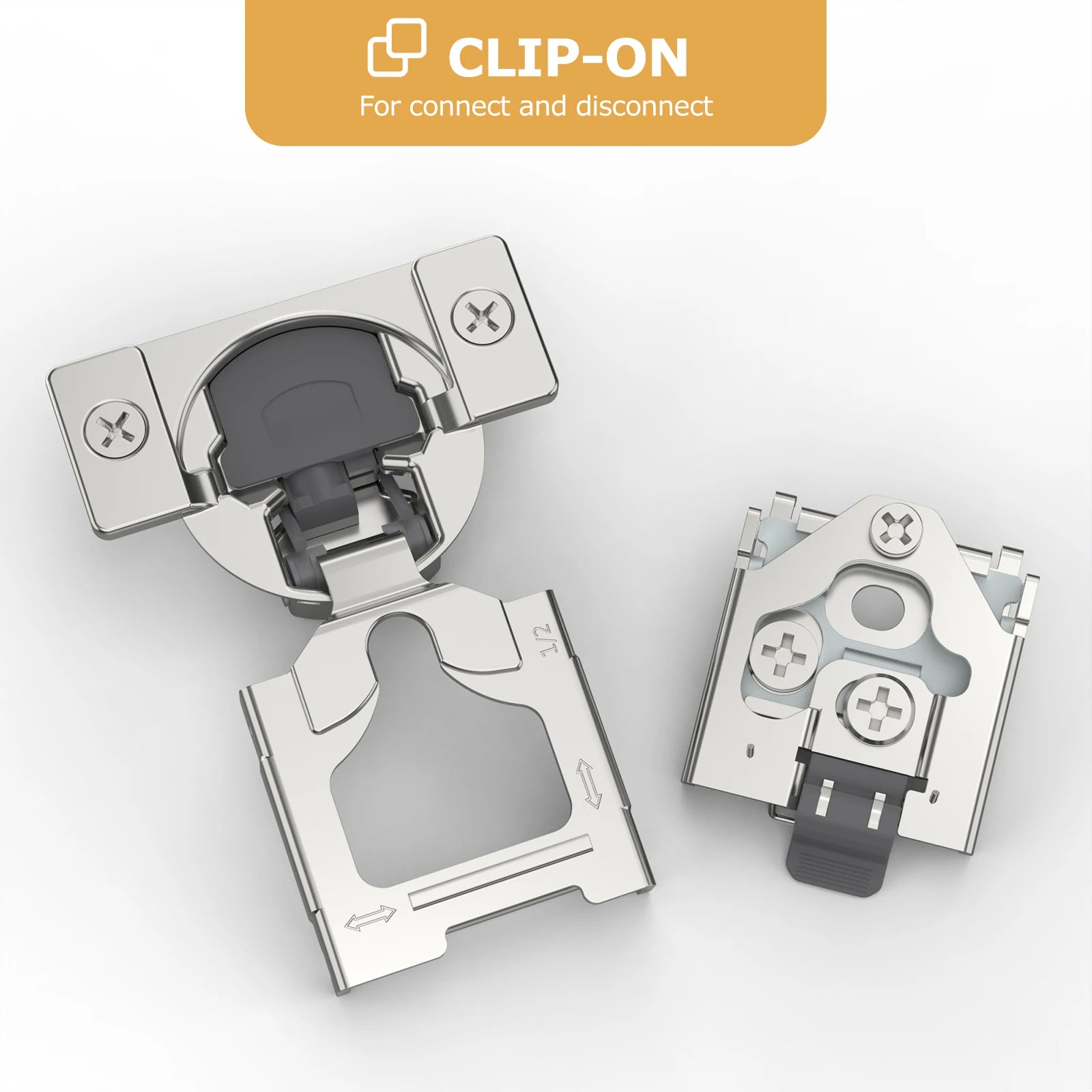 Viladepot Removable Hinges 1/2 inch Overlay Soft Close Kitchen Cabinet Hinges Satin Nickel Hidden Hinge Stainless Steel
