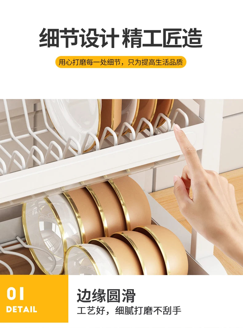 Kitchen Dish Storage Rack, External Hook Plate Organizer, Multi-Function Home Plate Holder, Compact Dish Organizer