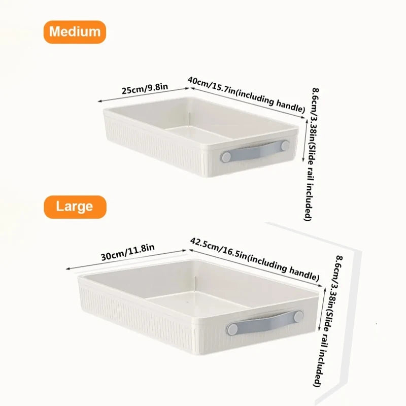 Kitchen Sliding Drawer Slide Rail Cabinet Clothes Spice Dish Bowl Pull Out Cabinet Organizer Tray with Handle Easy Carry