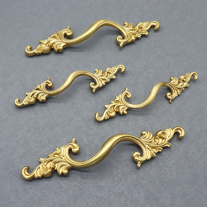 American Cabinet Door Handle Brass Wardrobe Drawers Modern Simple French Nordic Pure Copper Cabinet Gold Drawer Knobs