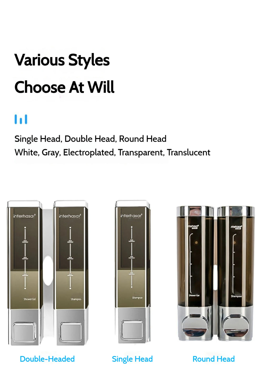 Bathroom Chrome Single/Double Soap Dispenser Wall Shower Bath Shampoo Gel Dispenser Bathroom Accessories Liquid Soap Container
