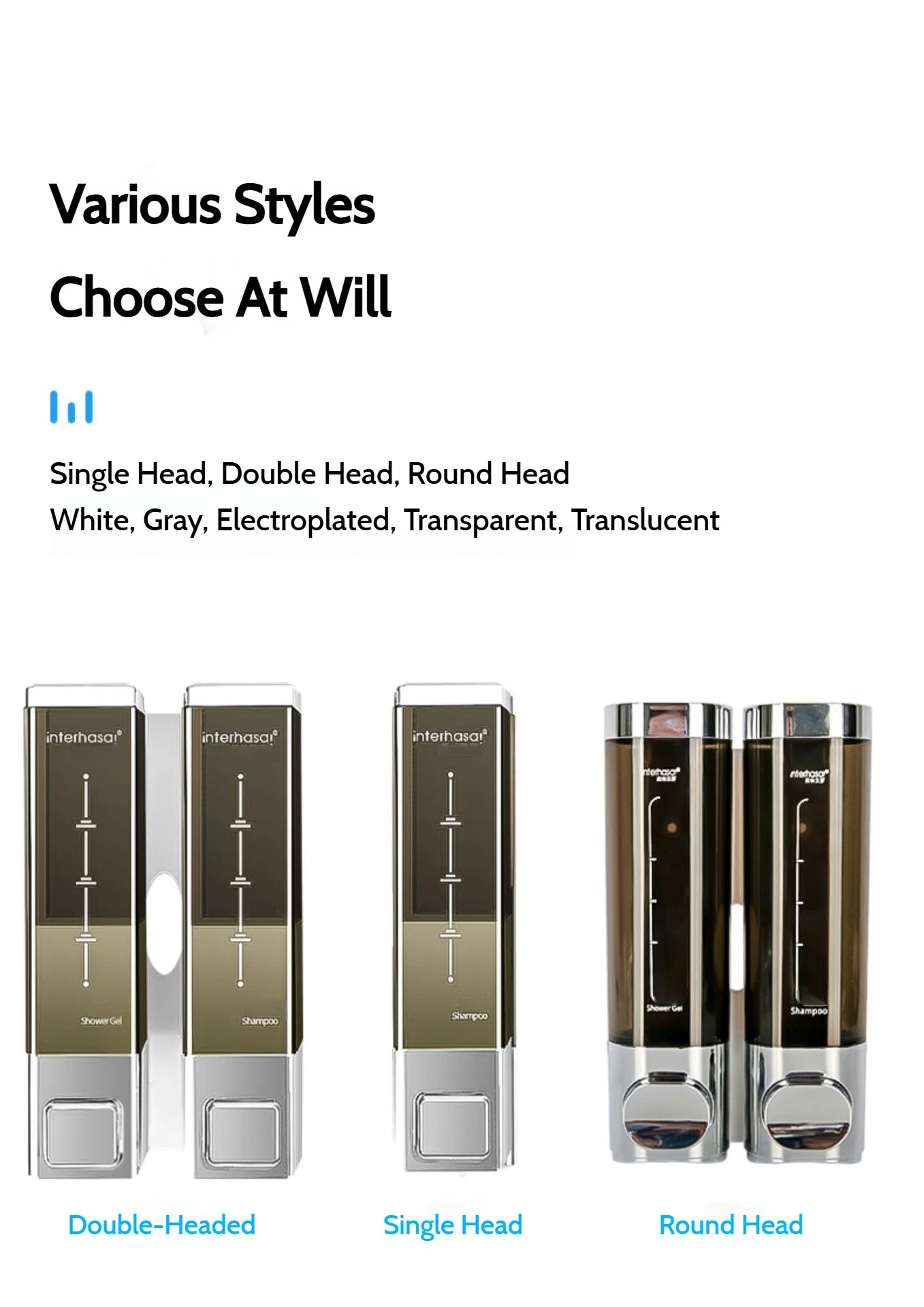 Bathroom Chrome Single/Double Soap Dispenser Wall Shower Bath Shampoo Gel Dispenser Bathroom Accessories Liquid Soap Container