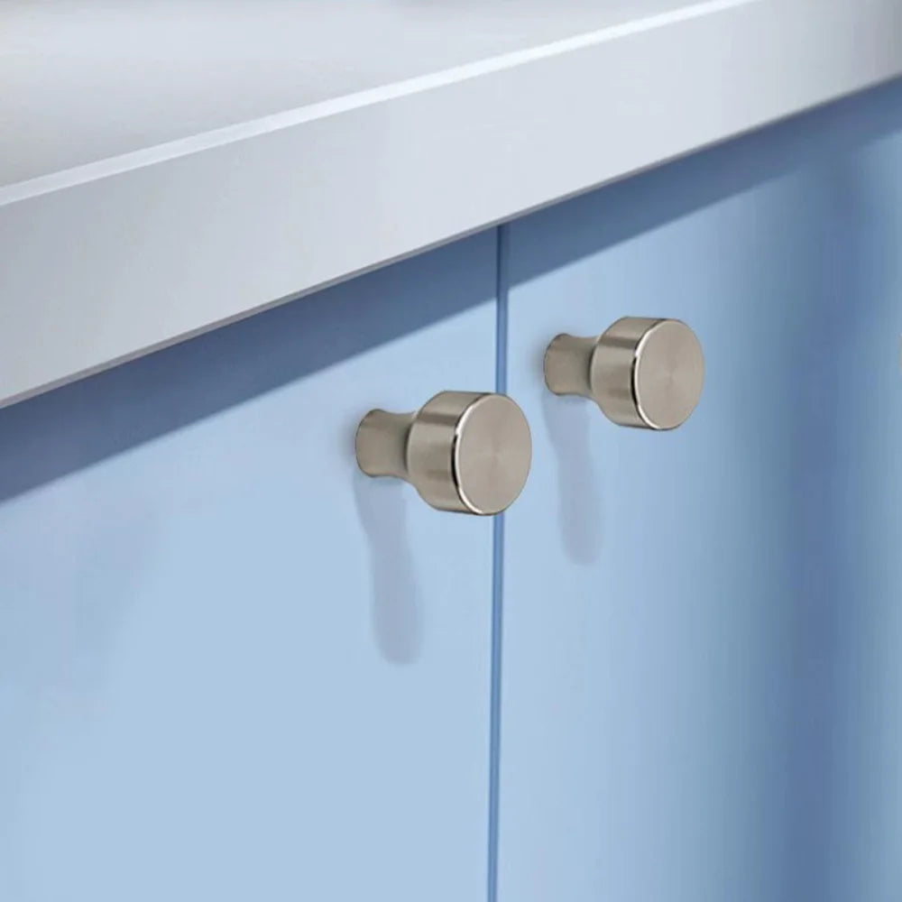 Round Knob Single Hole Furniture Handle Silver Modern Cabinet Pulls Space Aluminum Convenient Furniture Knobs Drawer