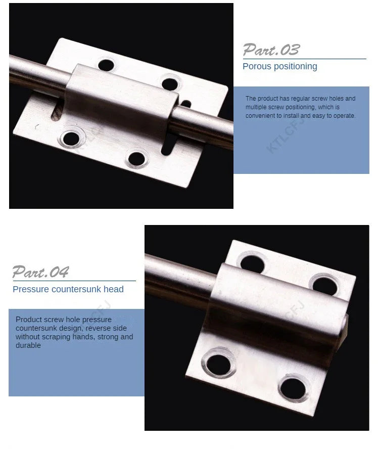 Door Security Slide Latch Lock Stainless Steel Bolt With Solid Heavy Duty Brushed Finish Door Latch Sliding Lock