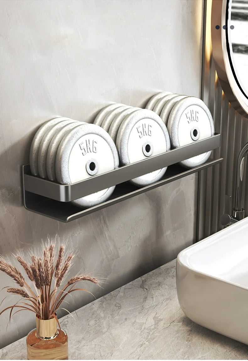 Bathroom Accessories Shelf Organizer Shower Storage Rack Gray Wall Mounted Space Aluminum Toilet Shampoo Holder Shelves 30-50CM