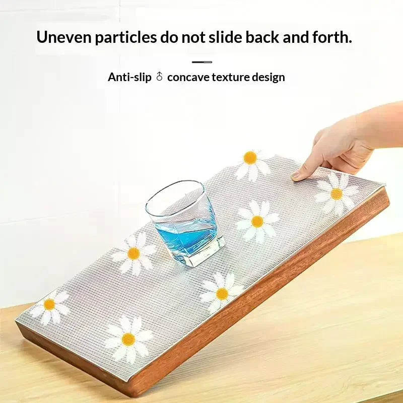 Flower Kitchen Cabinet Mat Reusable Drawer Mat Kitchen Dining Table Mat Insulation Mat Waterproof Moisture-proof Drawer Mat