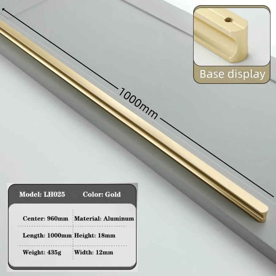 Modern Long Cabinet Handles Hidden-style Aluminum alloy Wardrobe Drawer Handle 800mm 1000mm Furniture Pulls