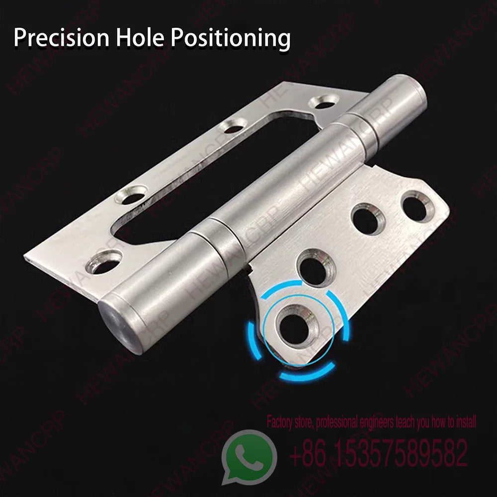 2pcs Heavy-Duty Stainless Steel Door Hinges Thickened Waterproof Rust-Resistant Silent Closing Thick Bearings Brushed Finish