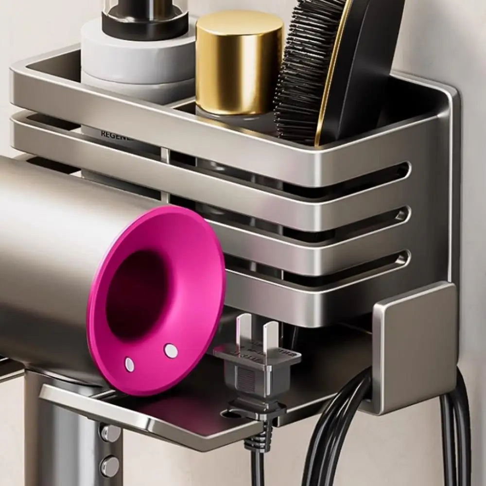 Bathroom Shelf on The Wall Without Drilling Multifunctional Storage Shelves Organizer Bathroom Hair Dryer Holder Toilet Cradle