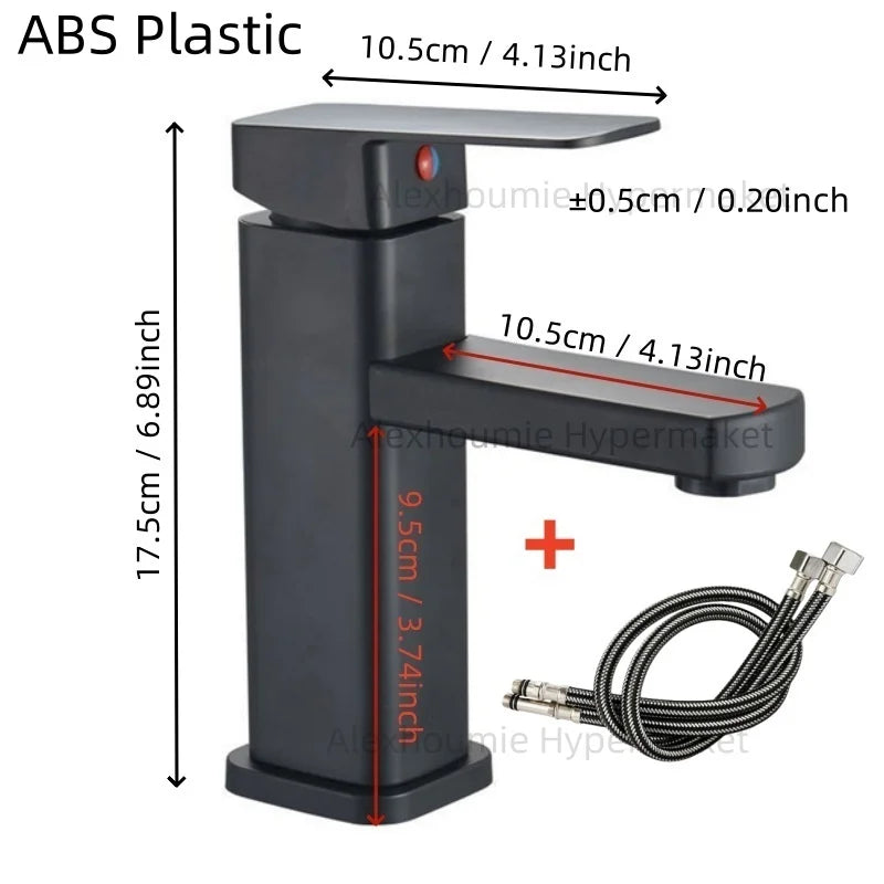 Basin Sink Bathroom Faucet Deck Mounted Hot Cold Water Basin Mixer Taps Black Lavatory Sink Tap 2024