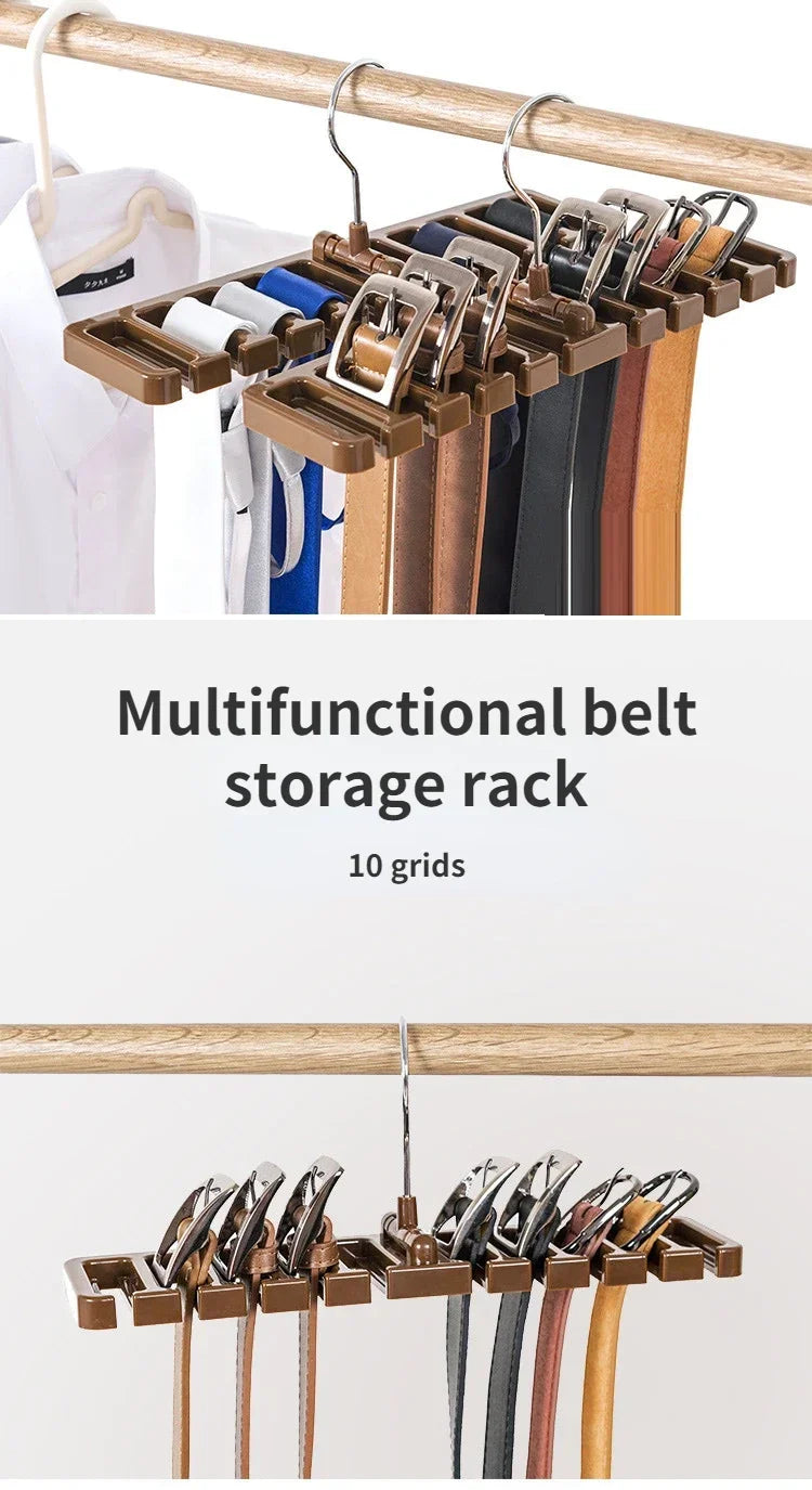 1-12Pcs Multifunctional Belt Organizer Hanging Tie Rack Belt Hanger Clothes Rack Organizer Tie Rack Home Closet Organizer