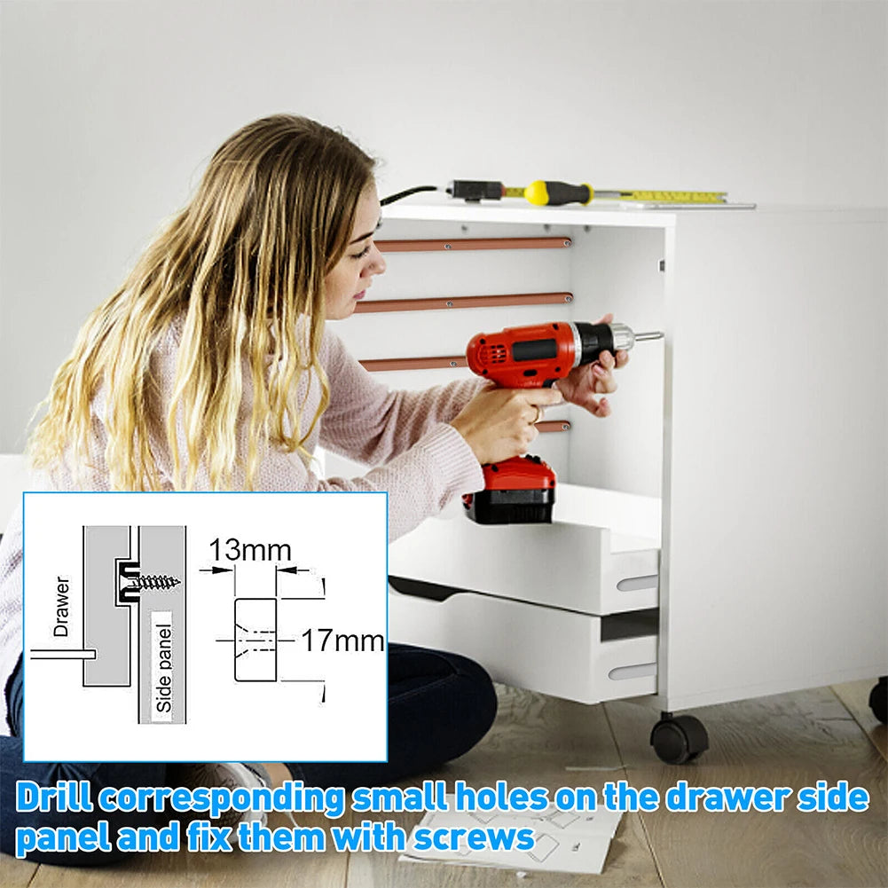10 Pieces Plastic Drawer Slides Replacement Draw Runners 180 235 298mm Suitable for Drawers and Cabinet Grooves
