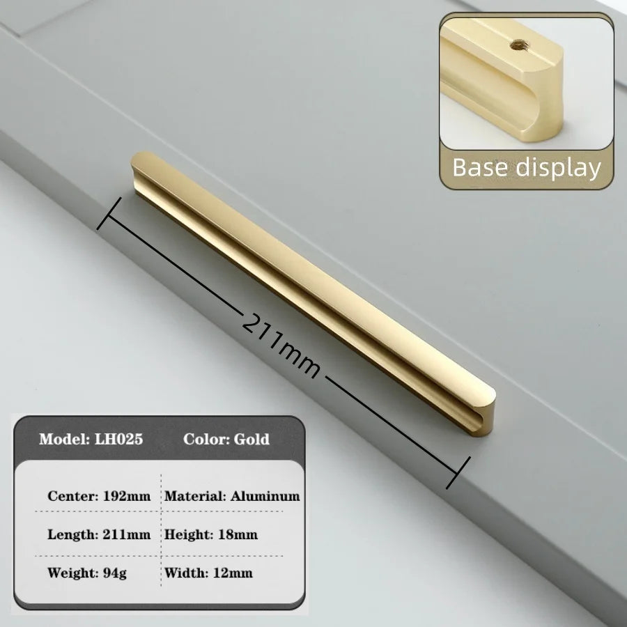 Modern Long Cabinet Handles Hidden-style Aluminum alloy Wardrobe Drawer Handle 800mm 1000mm Furniture Pulls