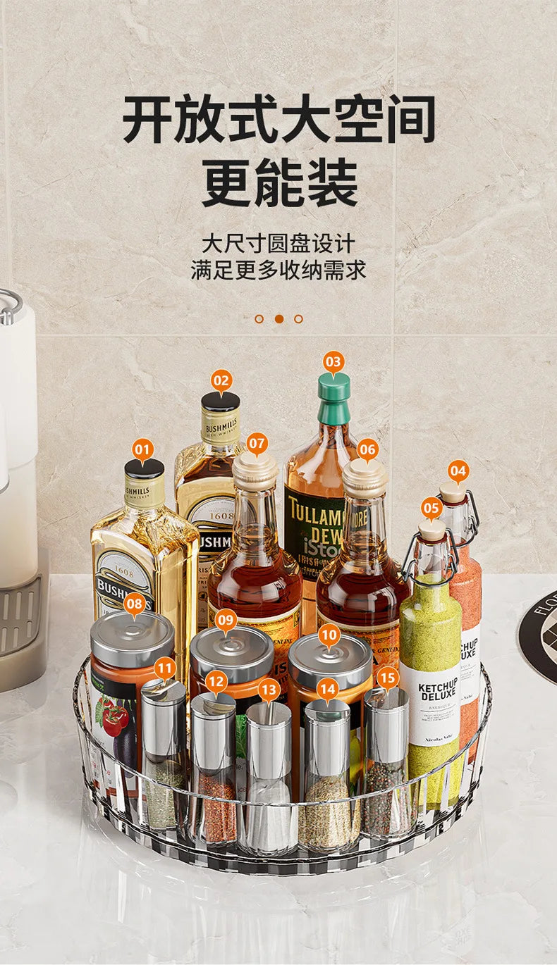 Rotating Spice Rack Organizer - Kitchen Storage for Condiment Bottles & Seasoning Jars | Desktop Storage Solution