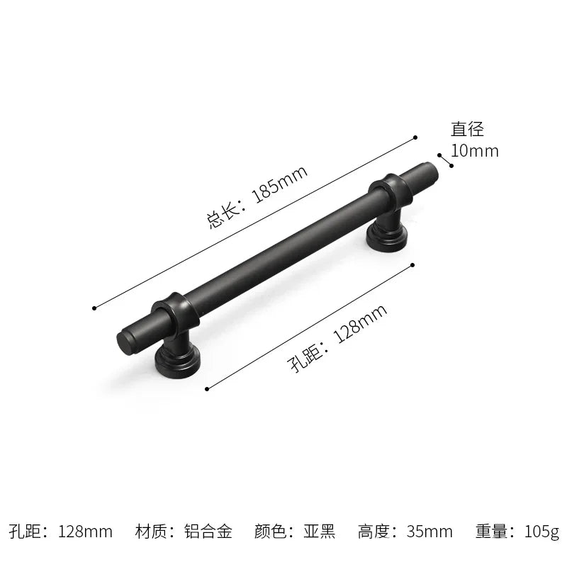 Modern Simple Black Handles for Furniture Wardrobe Cabinet Europe American Drawer Knob Hardware Kitchen Cabinet Handles