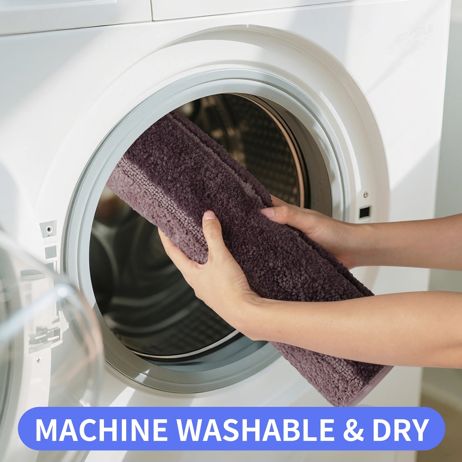 Bathroom Rug Set 2 Piece Plush Shaggy Soft Absorbent Microfiber Bath Mats and U-Shaped Contour Toilet Rug Non-Slip Machine Wash