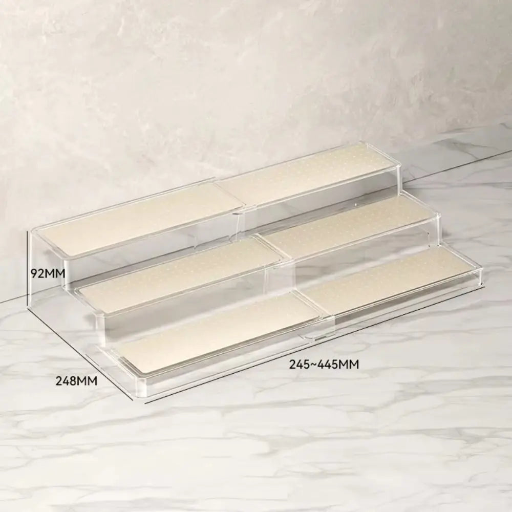 3 Tier Expandable Spice Rack Visible Adjustable Expandable Step Shelf Kitchen Organizer Multi Functional