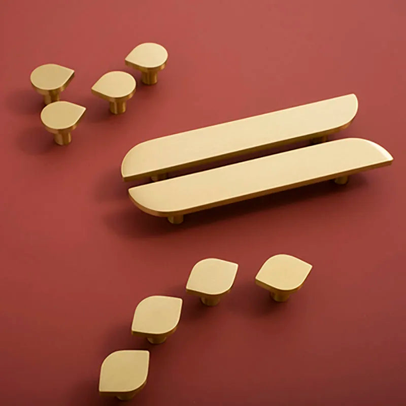 Modern Simple Wardrobe Handles Cabinet Knobs Furniture Door Pulls for drawer dresser cupboard Brass Hardware