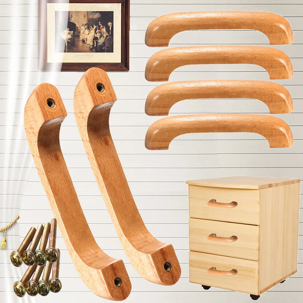 1/4pcs Round Wooden Drawer Cabinet Pulls Door Handles Cabinet Kitchen Furniture Solid Wood Furniture Handle Knob Furniture