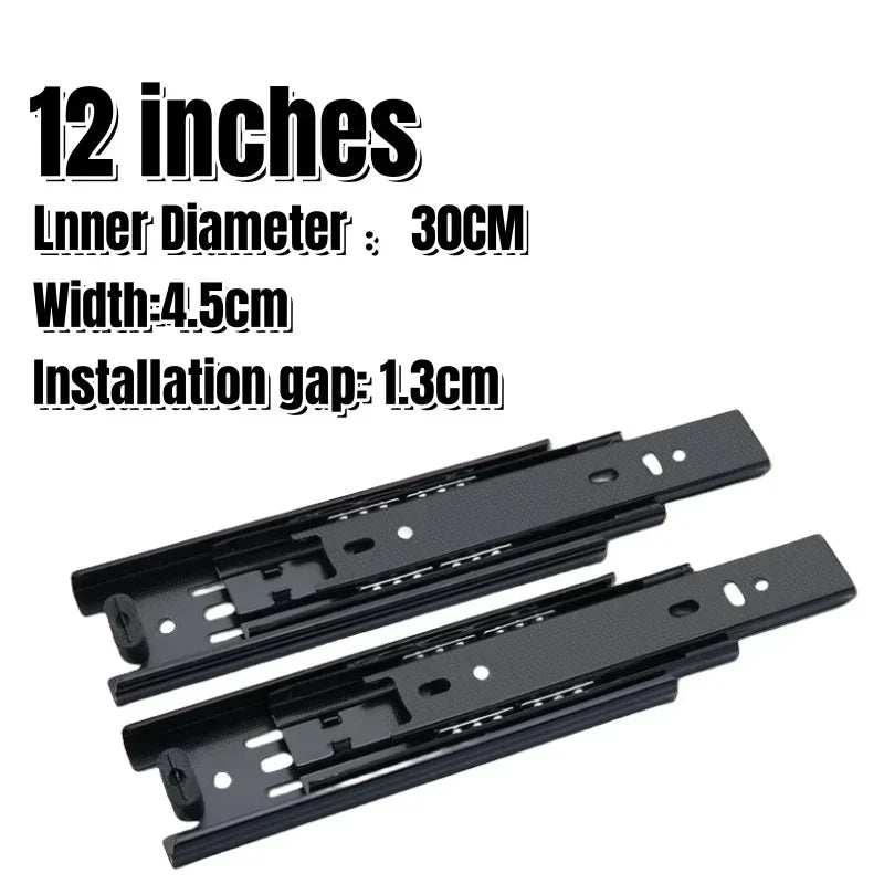 Cold Rolled Steel Hydraulic Damping Silent Three-Section Wardrobe Drawer Slides with Guide Rail Hardware