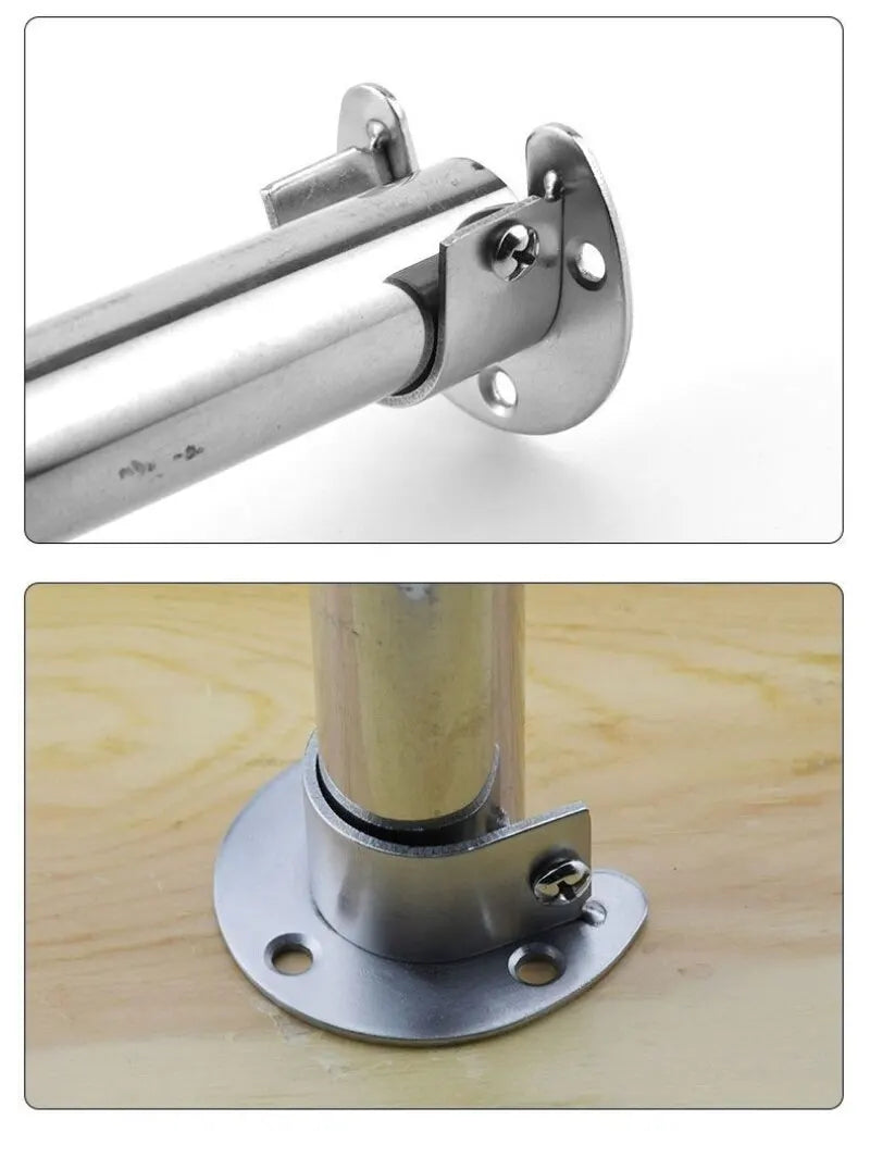304 Stainless Steel Flange Seat Wardrobe Hanger Rod Fixing Hardware Accessories Curtain Rod Tube Hook Fixed Support Bracket Seat