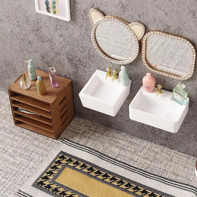 1/12 Bathroom Wash Basins Sinks Model Dollhouse Bathroom Furniture Decoration Dolls House Home Accessories