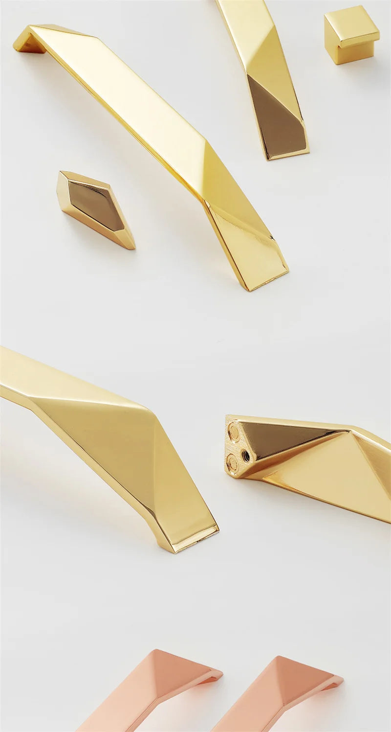 Modern Simple Geometric Design Golden Cabinet Handles Gray Drawer Knobs Kitchen Cupboard Door Handles Furniture Handles Hardware