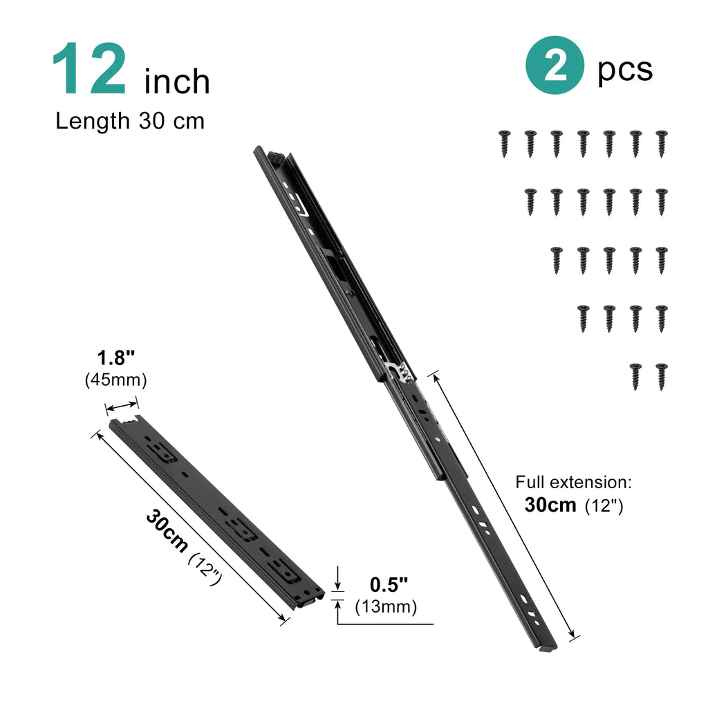 Drawer Rail 10~20Inch Stainless Steel Ball Bearing Slides Drawer Sliding Track 3-Section Full Extension Cabinet Furniture Slides