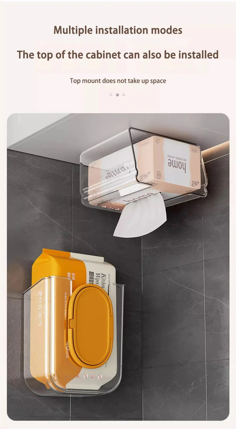 Bathroom Non Perforated Wall Mounted Wet Tissue Storage Box with Large Opening and Strong Load-bearing Capacity
