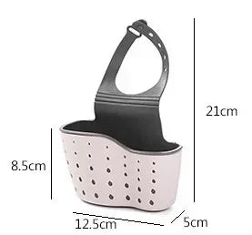 Bathroom and Kitchen Sink Accessories: Storage Holder with Suction Cup for Soap, Sponge and Drain Rack